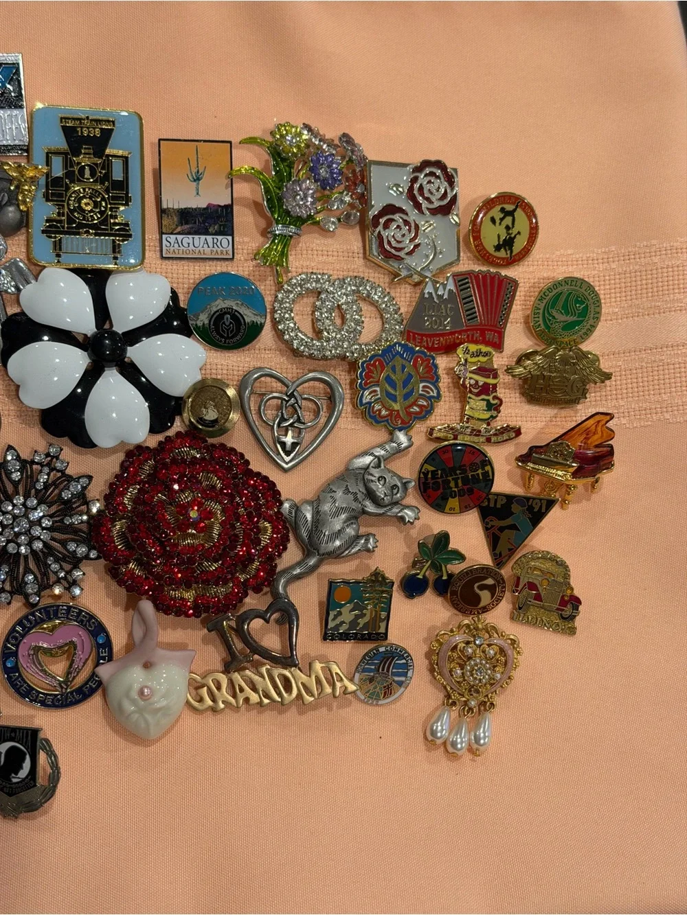 Vintage-Inspired Assorted Enamel and Rhinestone Brooch Collection -